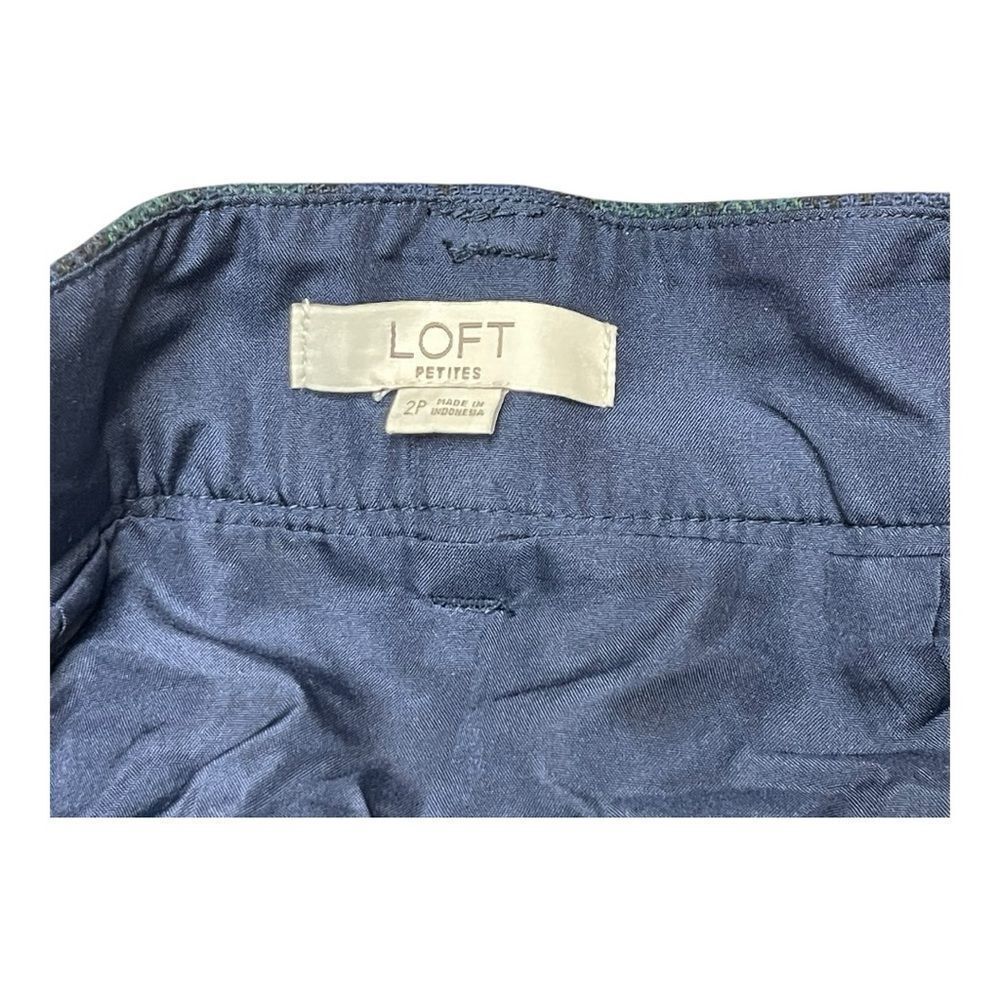 LOFT Green and Blue Plaid Belted Wool Mini Skirt Lined Size 2P Classic Preppy - Picture 2 of 7